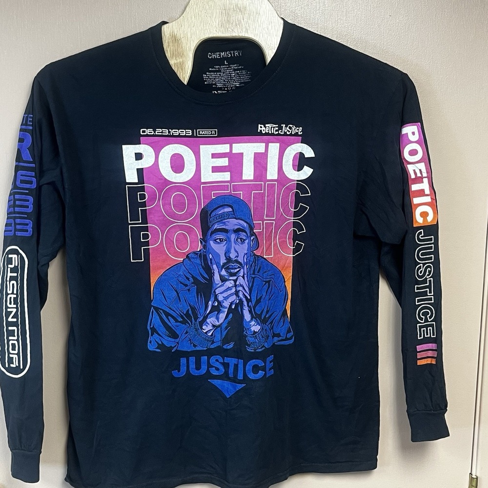 Poetic Justice Tupac Long Sleeve Adult‎ Size Large Black Chemistry Tag